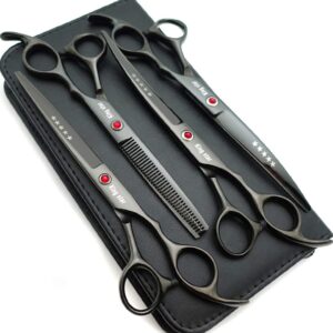 Kingstar 7.0in Titanium Black Professional Pet Grooming Scissors Set