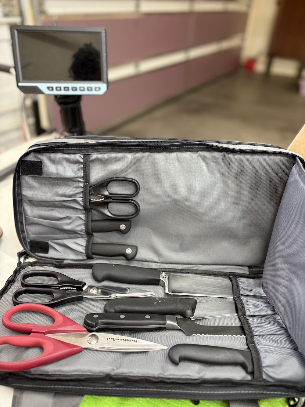 Industrial scissor set in a case.